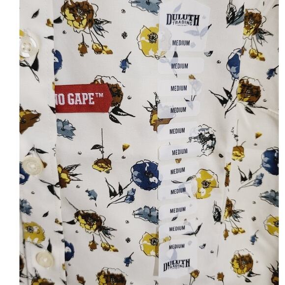 Duluth Trading Co Floral White Button Up Wrinklefighter Tunic Medium NEW - Picture 6 of 10